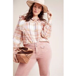 Anthro Current Air Polly Ruffled Peasant Blouse